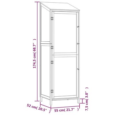 vidaXL Remise de jardin 55x52x174,5 cm Bois de sapin solide