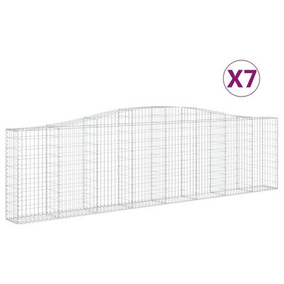 vidaXL Paniers à gabions arqués 7 pcs 400x30x100/120 cm Fer galvanisé