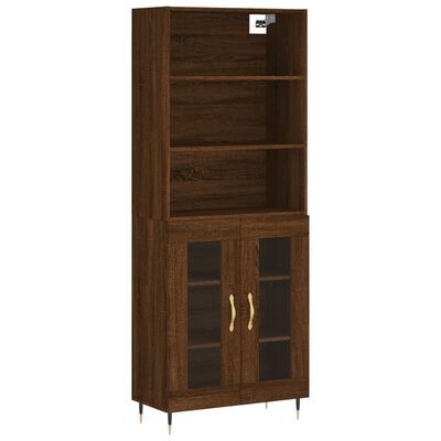 vidaXL Buffet haut Chêne marron 69,5x34x180 cm Bois d'ingénierie