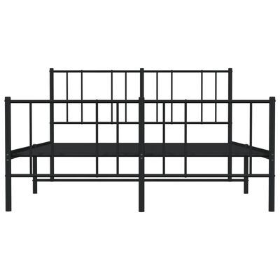 vidaXL Cadre de lit métal sans matelas avec pied de lit noir 135x190cm