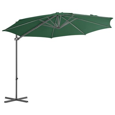 vidaXL Parasol de jardin en porte-à-faux avec mât en acier vert