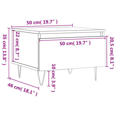 vidaXL Table basse noir 50x46x35 cm bois d'ingénierie