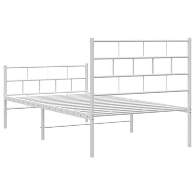 vidaXL Cadre de lit métal sans matelas avec pied de lit blanc 90x190cm