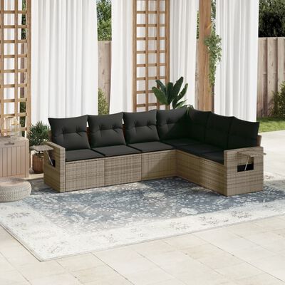 vidaXL Salon de jardin 6 pcs avec coussins gris résine tressée