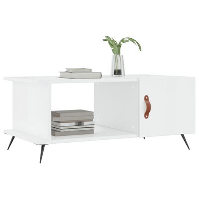 vidaXL Table basse Blanc brillant 90x50x40 cm Bois d'ingénierie