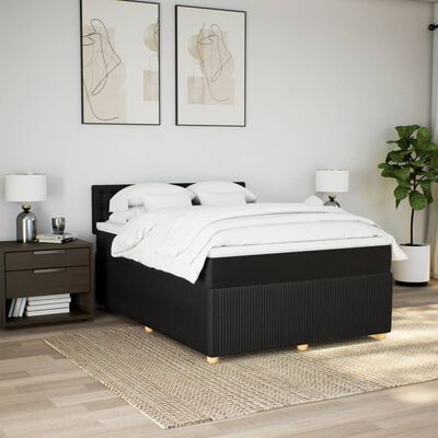 vidaXL Sommier à lattes de lit avec matelas Noir 140x200 cm Tissu