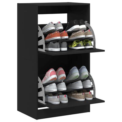 vidaXL Armoire à chaussures 2 tiroirs rabattables noir 60x42x108 cm