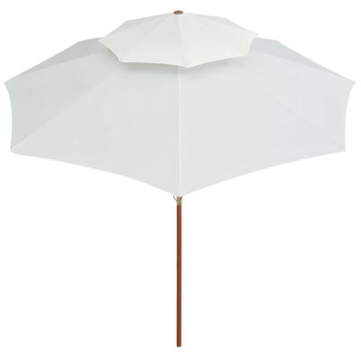 vidaXL Parasol à deux étages avec poteau en bois blanc crème