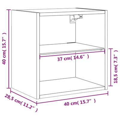 vidaXL Tables de chevet murales avec lumières LED 2 pcs sonoma gris