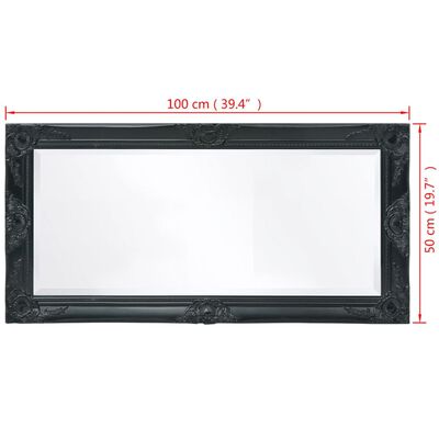 vidaXL Miroir mural style baroque 100x50 cm noir