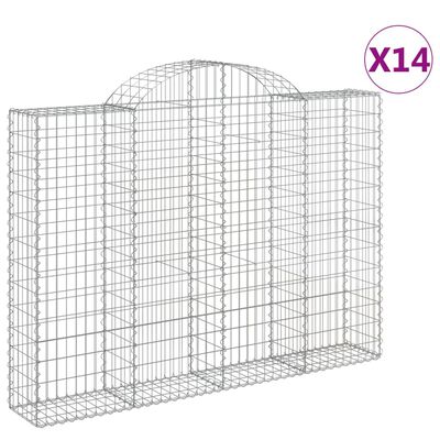 vidaXL Paniers à gabions arqués 14 pcs 200x30x140/160 cm Fer galvanisé