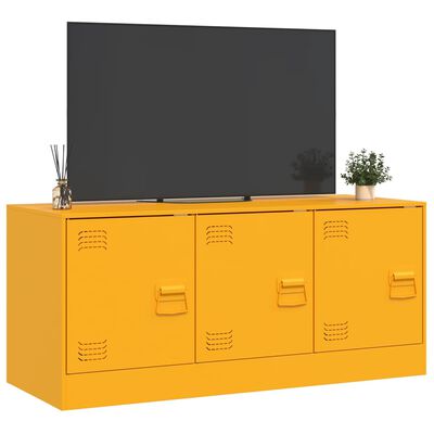 vidaXL Meuble TV jaune moutarde 99x39x44 cm acier