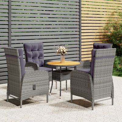 vidaXL Mobilier de bistro de jardin 5 pcs Résine tressée Gris