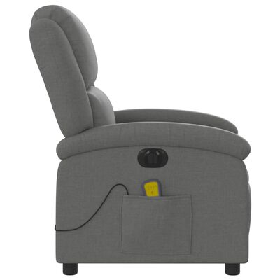 vidaXL Fauteuil inclinable de massage électrique gris foncé tissu