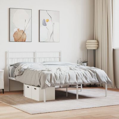 vidaXL Cadre de lit métal sans matelas et tête de lit blanc 120x190 cm