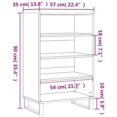 vidaXL Buffet haut blanc 57x35x90 cm bois d'ingénierie