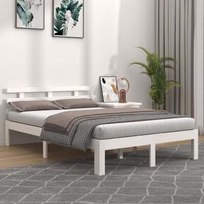 vidaXL Cadre de lit sans matelas blanc bois massif 160x200 cm