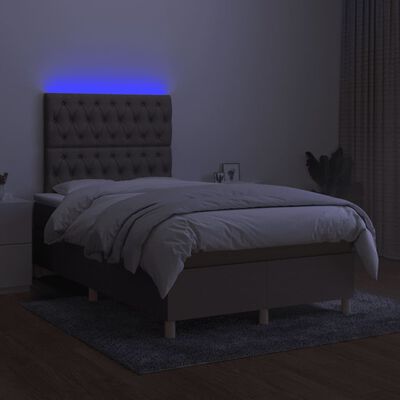 vidaXL Sommier à lattes de lit matelas et LED taupe 120x190 cm tissu