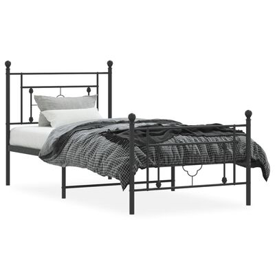 vidaXL Cadre de lit métal sans matelas et pied de lit noir 100x200 cm