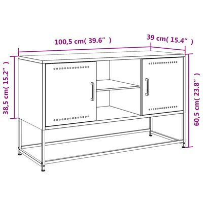 vidaXL Meuble TV rose 100,5x39x60,5 cm acier