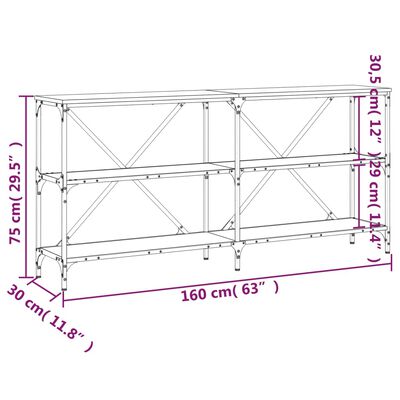 vidaXL Table console chêne fumé 160x30x75 cm bois d'ingénierie et fer