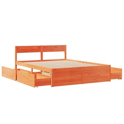 vidaXL Cadre de lit sans matelas cire marron 140x200cm bois pin massif