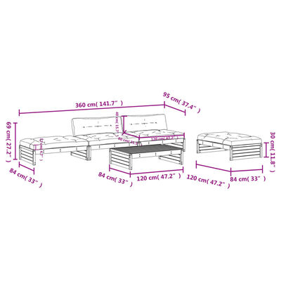 vidaXL Salon de jardin 5 pcs avec coussins bois massif douglas