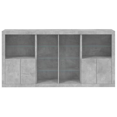 vidaXL Buffet avec lumières LED gris béton 202x37x100 cm