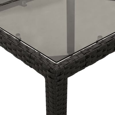 vidaXL Table de jardin 150x90x75cm Verre trempé et résine tressée Noir