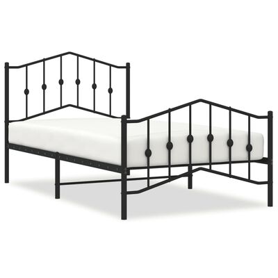 vidaXL Cadre de lit métal sans matelas avec pied de lit noir 100x190cm