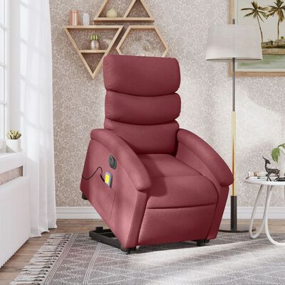 vidaXL Fauteuil inclinable de massage électrique Rouge bordeaux Tissu