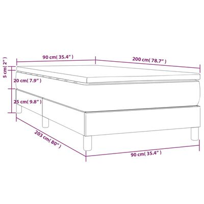 vidaXL Sommier à lattes de lit avec matelas Crème 90x200 cm Tissu