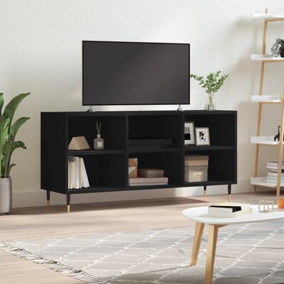 vidaXL Meuble TV noir 103,5x30x50 cm bois d'ingénierie