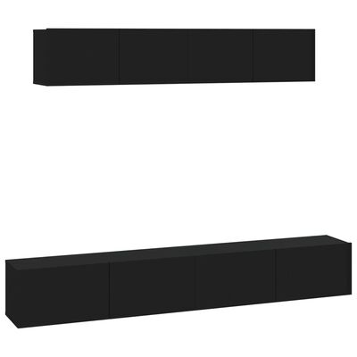 vidaXL Ensemble de meubles TV 4 pcs Noir Bois d'ingénierie