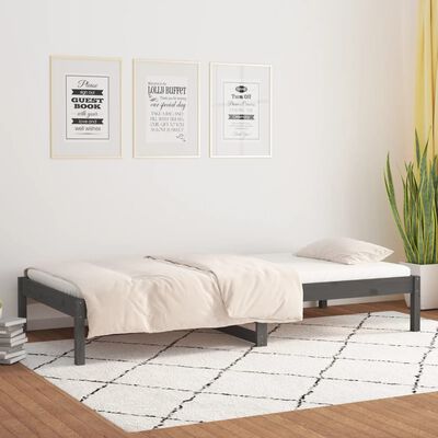 vidaXL Lit de jour sans matelas gris 90x190 cm bois de pin massif