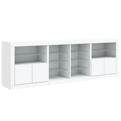 vidaXL Buffet avec lumières LED blanc 202x37x67 cm