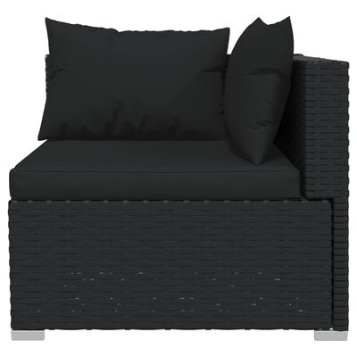 vidaXL Salon de jardin 14 pcs avec coussins Noir Résine tressée