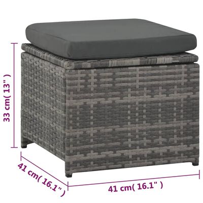 vidaXL Salon de jardin avec coussins 6 pcs Résine tressée Gris