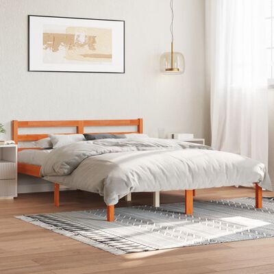 vidaXL Cadre de lit sans matelas cire marron 135x190cm bois pin massif