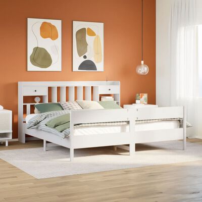 vidaXL Lit bibliothèque sans matelas blanc 180x200 cm bois pin massif