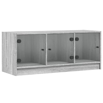 vidaXL Meuble TV avec portes en verre sonoma gris 102x37x42 cm