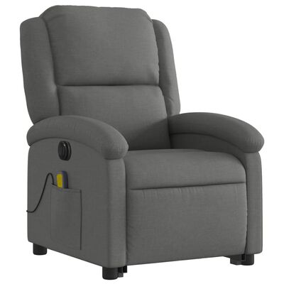 vidaXL Fauteuil inclinable de massage électrique Gris foncé Tissu