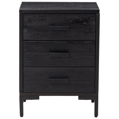 vidaXL Table de chevet Noir 40x30x55 cm Bois de pin massif