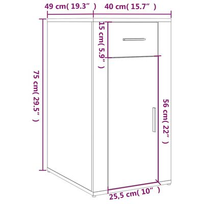 vidaXL Armoire de bureau Noir 40x49x75 cm Bois d'ingénierie