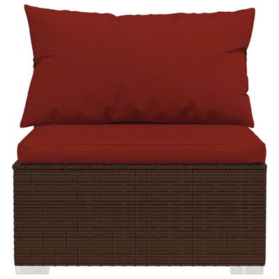 vidaXL Salon de jardin 12 pcs avec coussins Résine tressée Marron