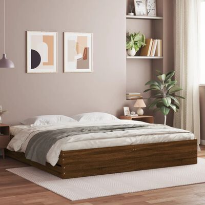 vidaXL Cadre de lit avec tiroirs sans matelas chêne marron 160x200 cm