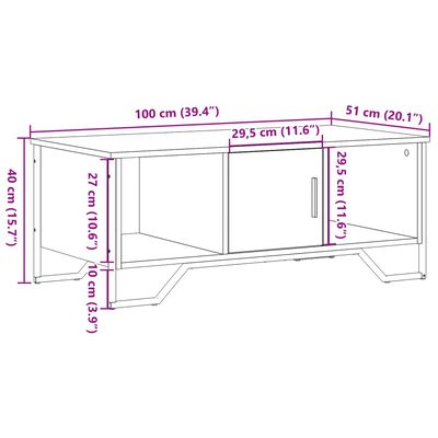 vidaXL Table basse noir 100x51x40 cm bois d'ingénierie