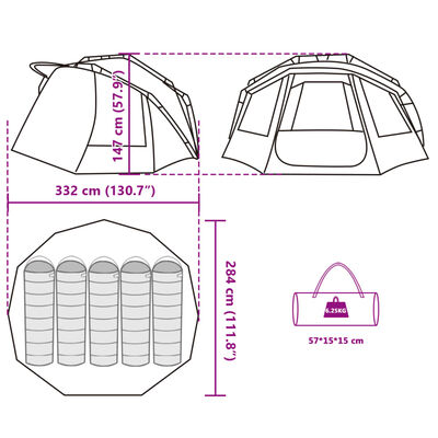 vidaXL Tente de pêche 5 personnes camouflage imperméable