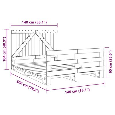 vidaXL Cadre de lit avec tête de lit 140x200 cm bois de pin massif