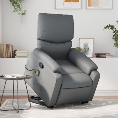 vidaXL Fauteuil inclinable de massage Gris Similicuir